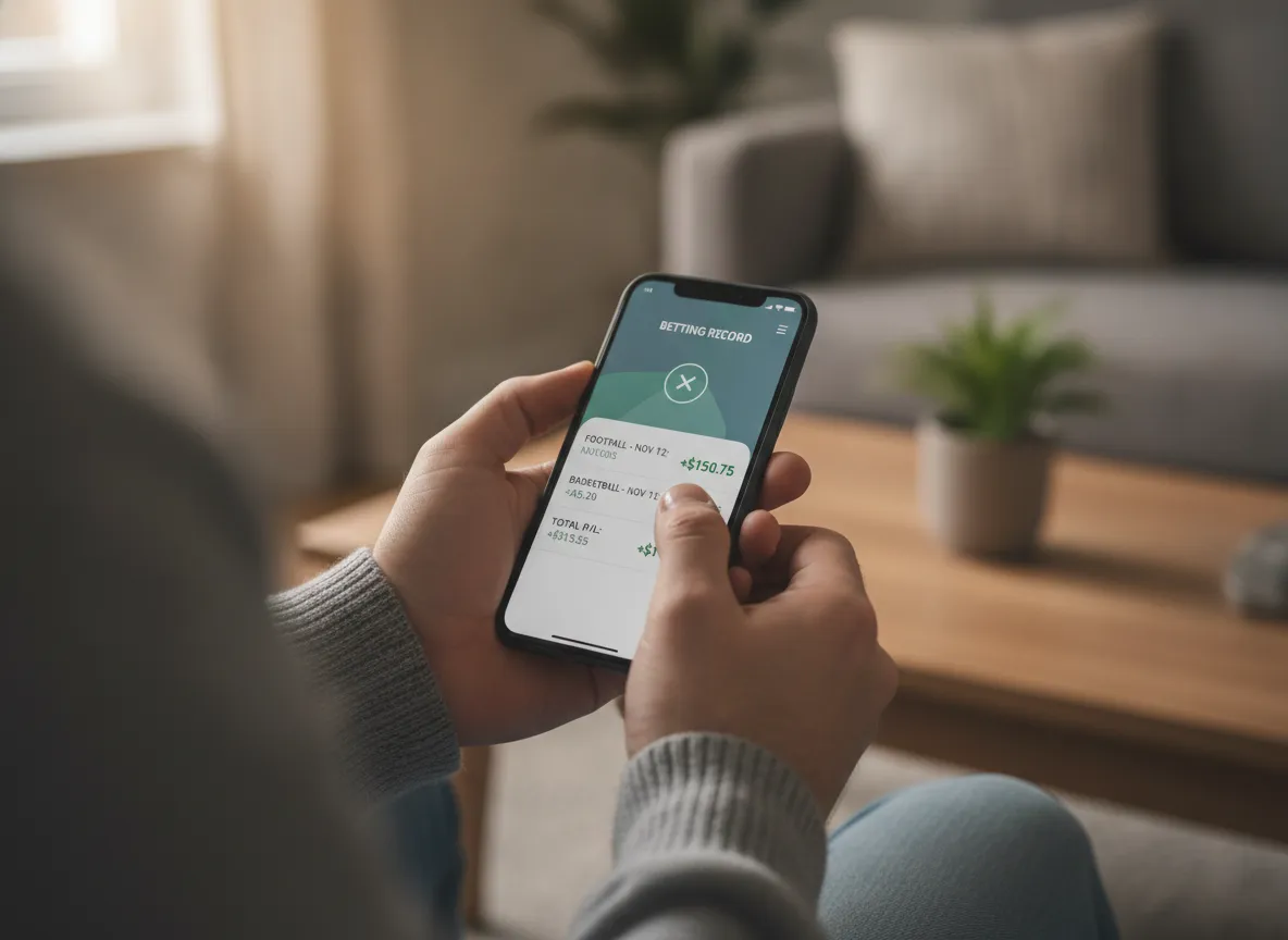 Person closing a sportsbook app after reviewing losses