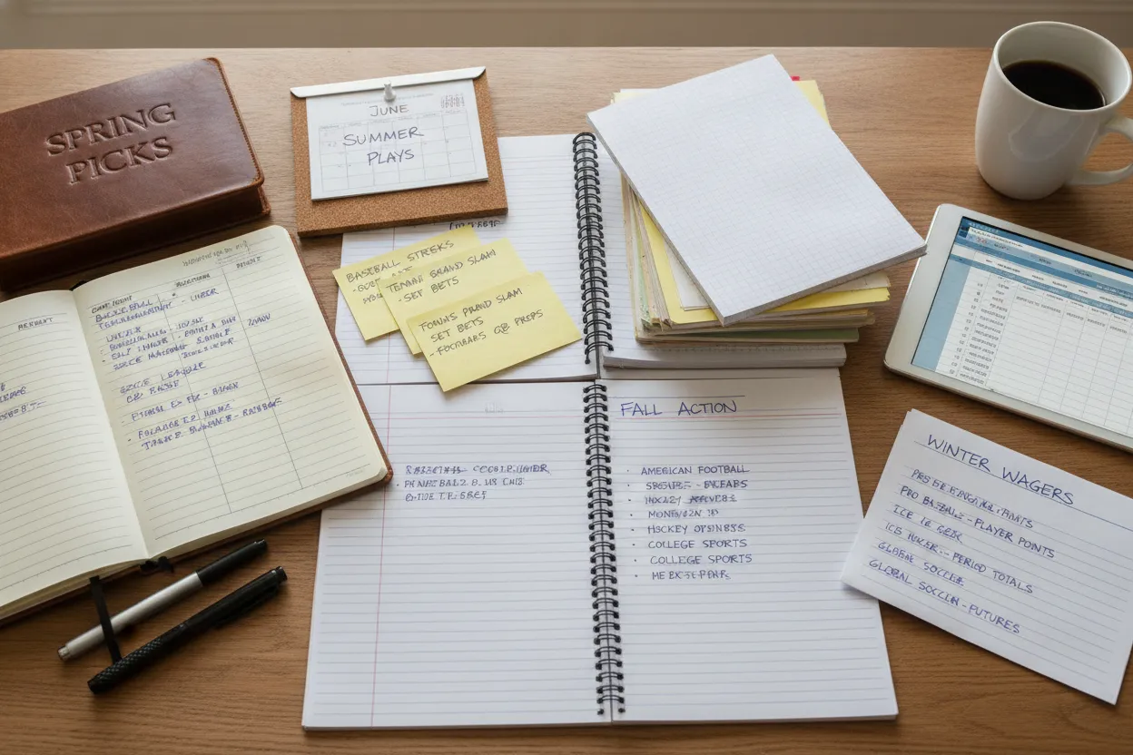 Sports betting notes organized by season