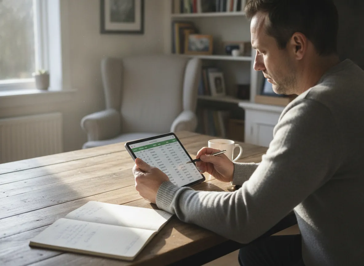 Person checking a betting log before the next game