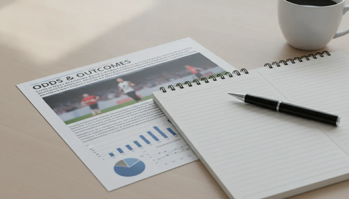Sports betting article and notebook on a desk