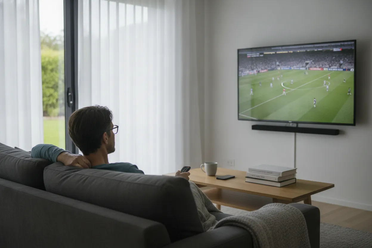 Person watching sports with no betting screen open