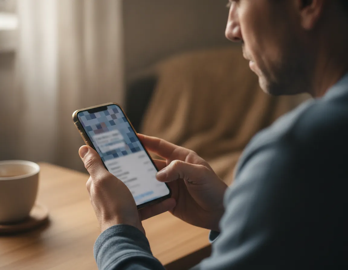 Person reviewing bank account alerts on a private phone