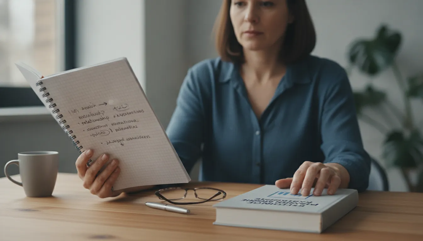 Woman comparing relationship behavior with a practical financial decision guide