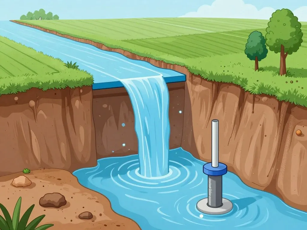Aquifer depletion beneath farmland