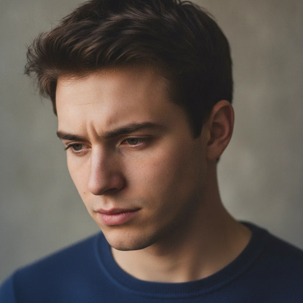 Young actor in a quiet dramatic portrait