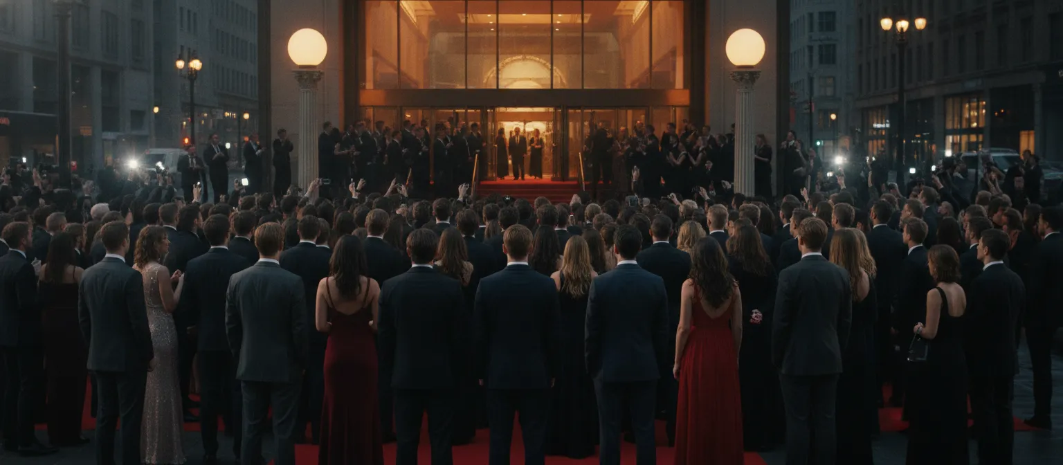 Crowd outside a film premiere venue