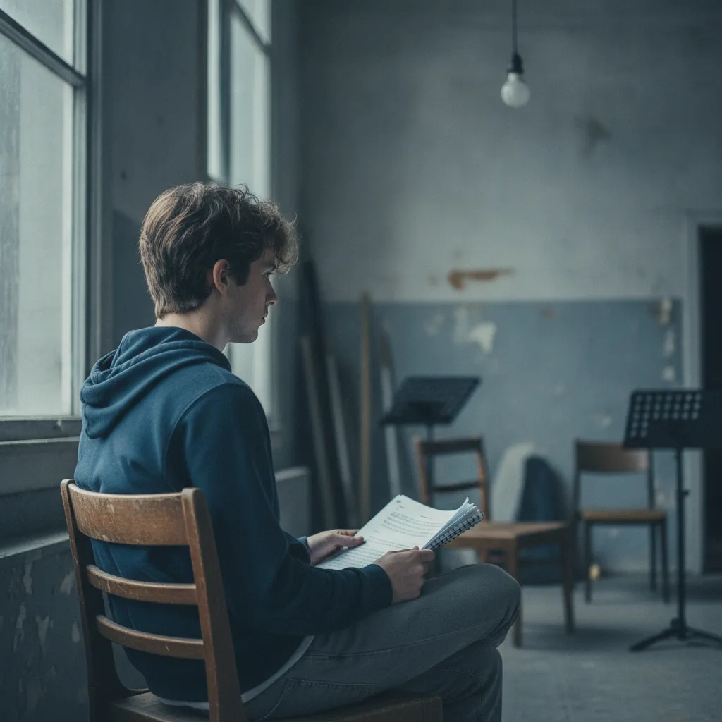 Actor seated in a rehearsal room