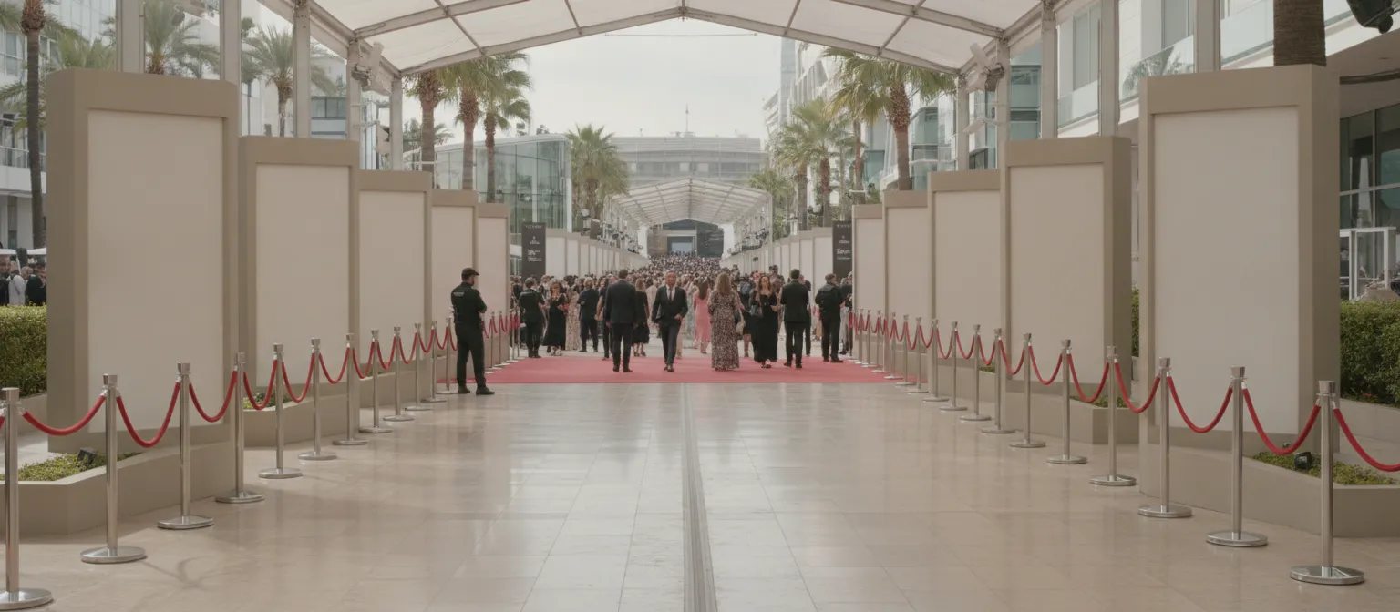 Film festival walkway with neutral signage