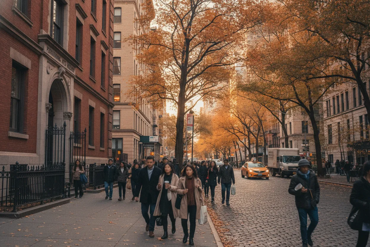New York City street near a performing arts school