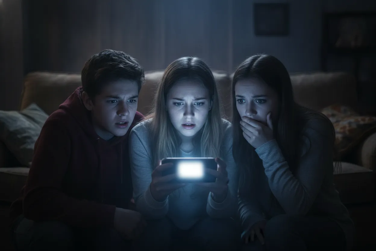 Teenagers viewing social media content while the Transitional Age Netflix series themes unfold