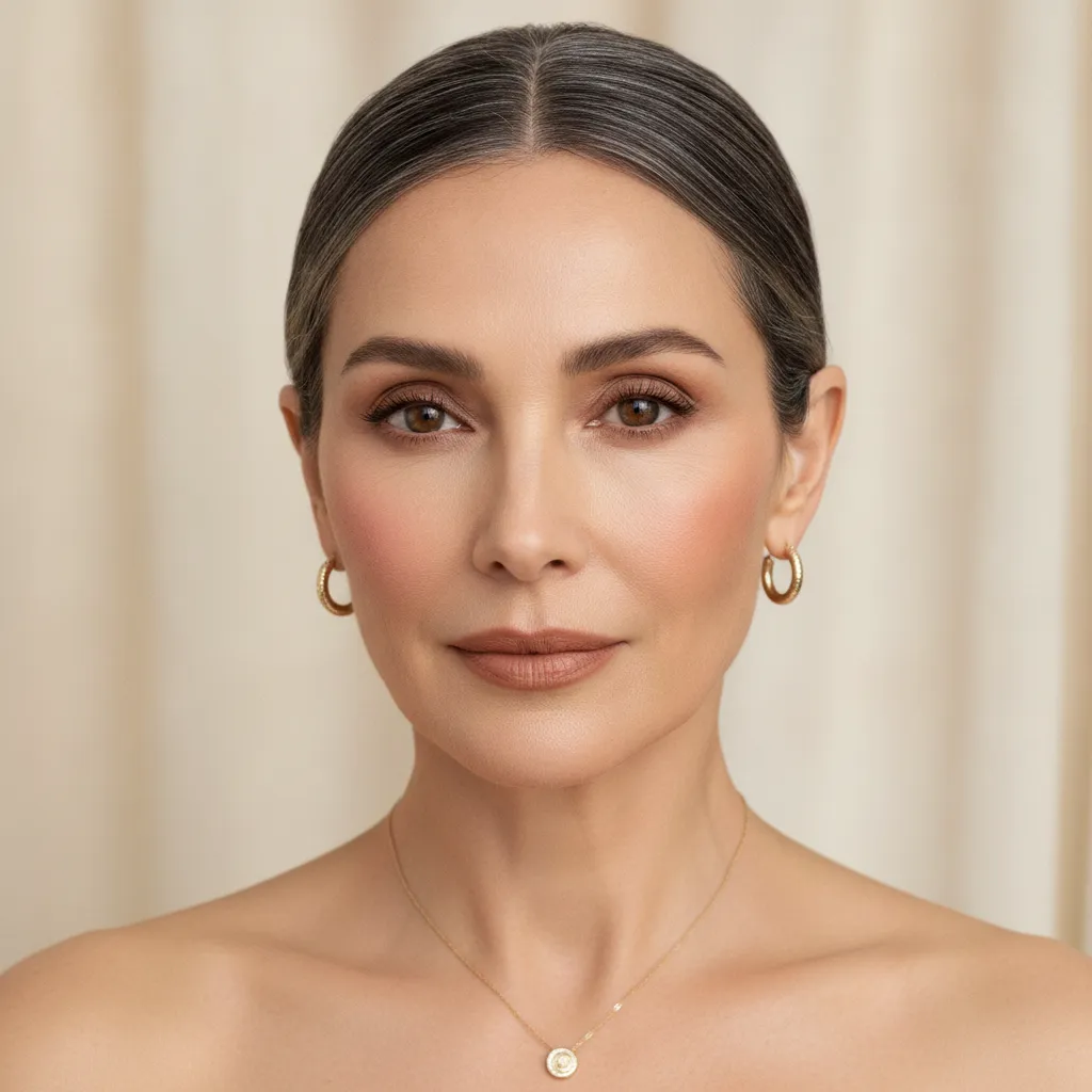 Close portrait inspired by Victoria Beckham birthday makeup and styling