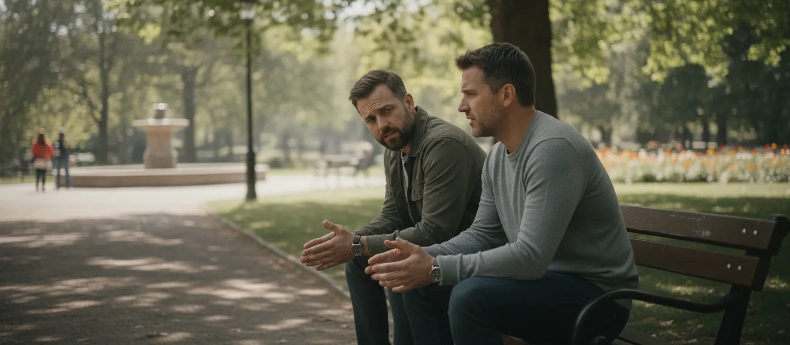 man listening during a serious conversation with a friend